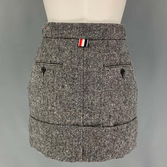 THOM BROWNE Grey Merino Wool Mohair Mini Skirt - Picture 3 of 5